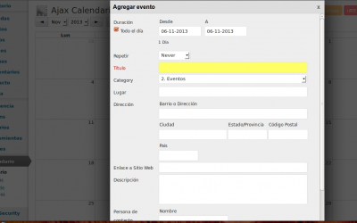 Ajax Event Calendar con WordPress 3.6, no se pueden añadir eventos